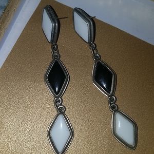 Sterling Silver Black & White Diamond Earrings